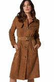 Doutzen Kroes Women's 100% Real Milk Chocolate Suede Leather Trench Coat