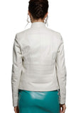 Jing Women's 100% Real Chinese White Leather Fashion Jacket