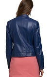 Karlie Kloss Women's 100% Real Navy Blue Leather Modern Jacket