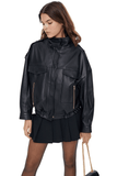 Jenny Women's 100% Real Black Leather Bomber Jacket