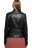 Abigail Women's 100% Real Black Leather Moto Slim Fit Jacket