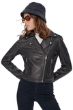 Nikita Women's 100% Real Black Leather Brando Style Full Grain Biker Jacket