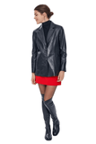 Barbara Women's 100% Real Black Leather Blazer Collar Stylish Coat