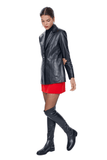 Barbara Women's 100% Real Black Leather Blazer Collar Stylish Coat
