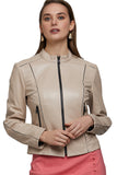 Megan Williams Women's 100% Real Beige Leather Stylish Jacket