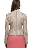 Megan Williams Women's 100% Real Beige Leather Stylish Jacket