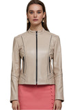 Megan Williams Women's 100% Real Beige Leather Stylish Jacket