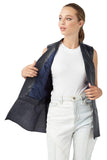 Becky Women's 100% Real Navy Blue Leather Patterned Vest