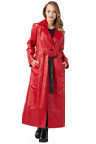 Rita Women's 100% Real Red Leather Topcoat
