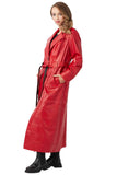Rita Women's 100% Real Red Leather Topcoat
