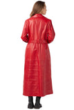 Rita Women's 100% Real Red Leather Topcoat