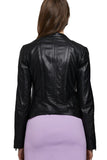 Karlie Kloss Women's 100% Real Black Leather Biker Jacket