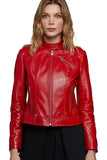 Emily Canham Women's 100% Real Red Leather Sport Style Jacket