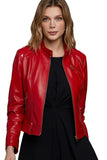 Emily Canham Women's 100% Real Red Leather Sport Style Jacket